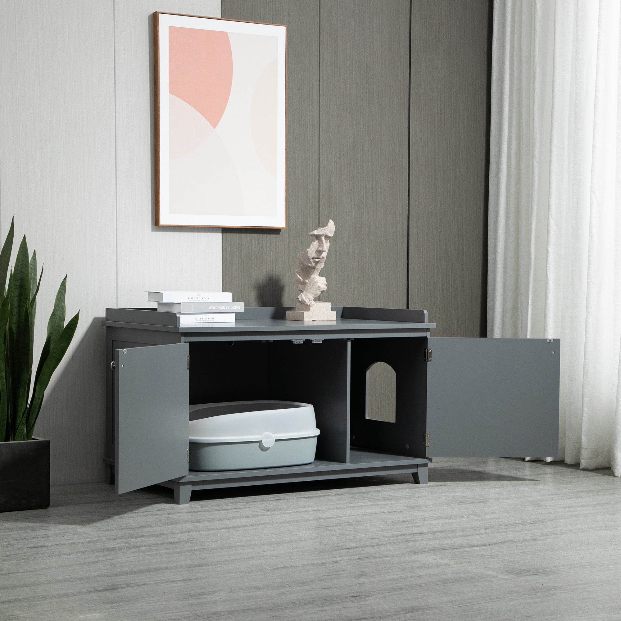 Cat Litter Box Furniture with Large Hidden Storage