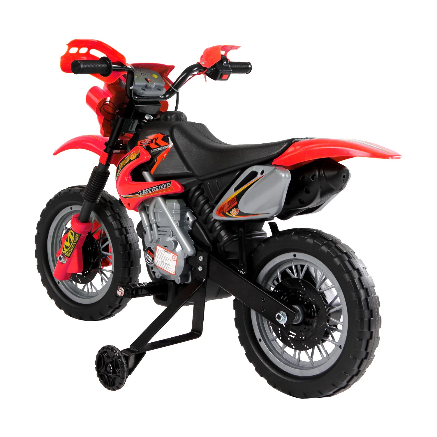 6V Kids Motorcycle, Electric Motorcycle with Dirt Bike Style, Street Bike Design Battery Powered Ride On Toy with Training Wheels, Headlight, Music, Ages 5-8, Red