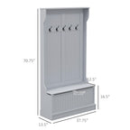 3-In-1 Entryway Bench with Coat Rack, Hall Tree with Bench and Shoe Storage, 5 Hooks for Hallway