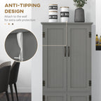 Accent Floor Storage Cabinet Kitchen Pantry with Adjustable Shelves and 2 Lower Doors, Gray