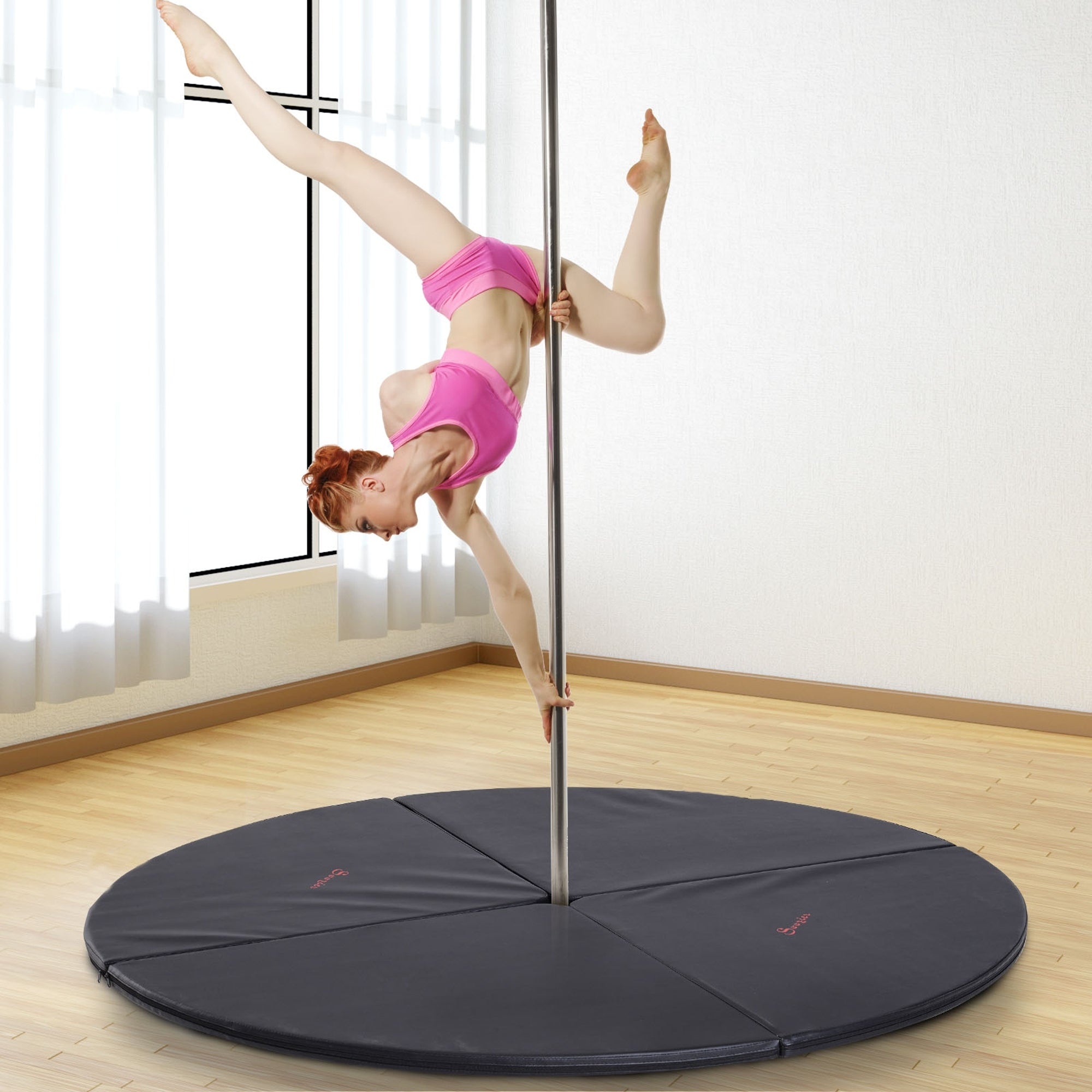 Pole Dance Mat, 2"T x 5'W Folding Pole Crash Mat for Home, Lightweight and Foldable, Black