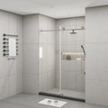 Frameless Shower Door with Stainless Steel Hardware, Support Bar, Bathroom Door with Waterproof Seals, 60" L x 0.5" W x 76" H, Brushed Nickel