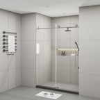 Frameless Shower Door with Stainless Steel Hardware, Support Bar, Bathroom Door with Waterproof Seals, 60" L x 0.5" W x 76" H, Brushed Nickel