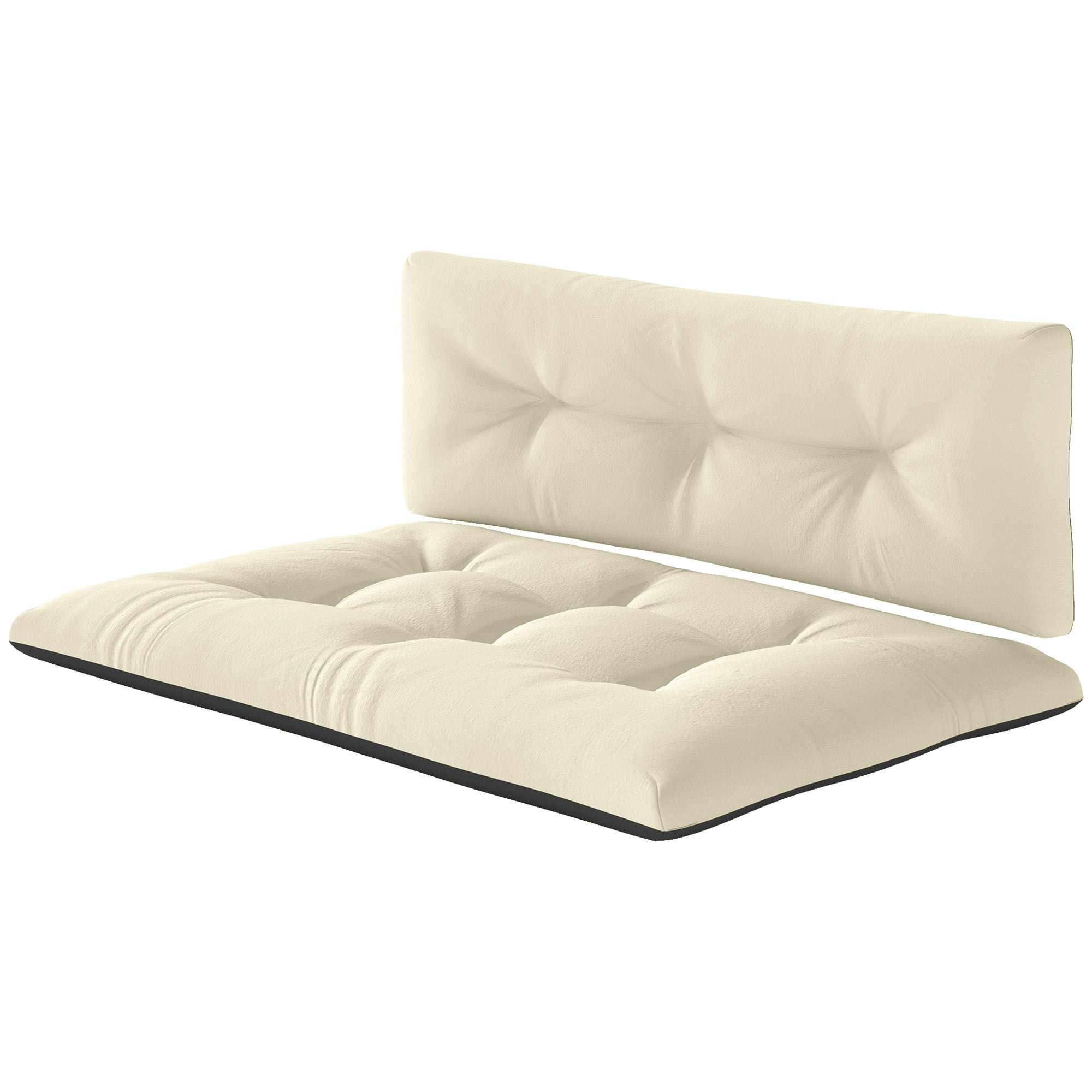 2 Seater Pallet Cushions Outdoor 3.9" Thick Replacement Cushions - Tufted Design for Garden, Patio, Cream White