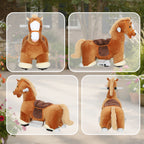 6V Battery Powered Ride on Horse with Music, Forward, Foot Pedal, Soft Touch, Washable Cover, for 1.5-5 Years Old