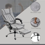 Massage Office Chair with 6 Points and Heat, Reclining Computer Chair with Adjustable Height and Footrest, Gray