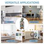 Mobile Kitchen Cart, Rolling Kitchen Island with Storage, Utility Cart with Wire Fruit Baskets, Trays and Drawer, Gray