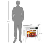 Electric Fireplace Stove, Infrared Fireplace Heater with Realistic Flame & Adjustable Temperature, 1500W, White