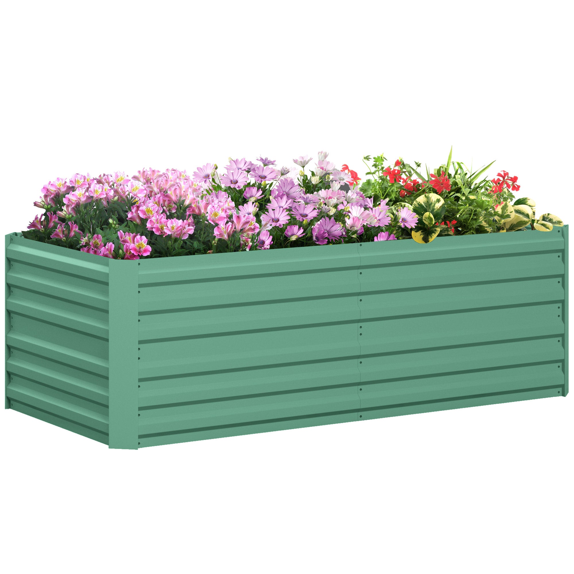Galvanized Raised Garden Bed, Steel Outdoor Planters with Reinforced Rods, 71" x 36" x 23", Light Green