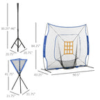 Baseball Practice Net Set with 7.5x7ft Catcher Net, Ball Caddy and Batting Tee, Portable Pitching Net with Carry Bag for Hitting, Pitching, Batting, Catching, Blue
