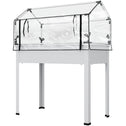 Elevated Garden Box with Greenhouse Cover, Raised Garden Bed with Legs and Drainage Hole for Vegetables, White