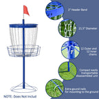 Portable Disc Golf Basket Target with 24-Chain, Travel Bag, Dark Blue