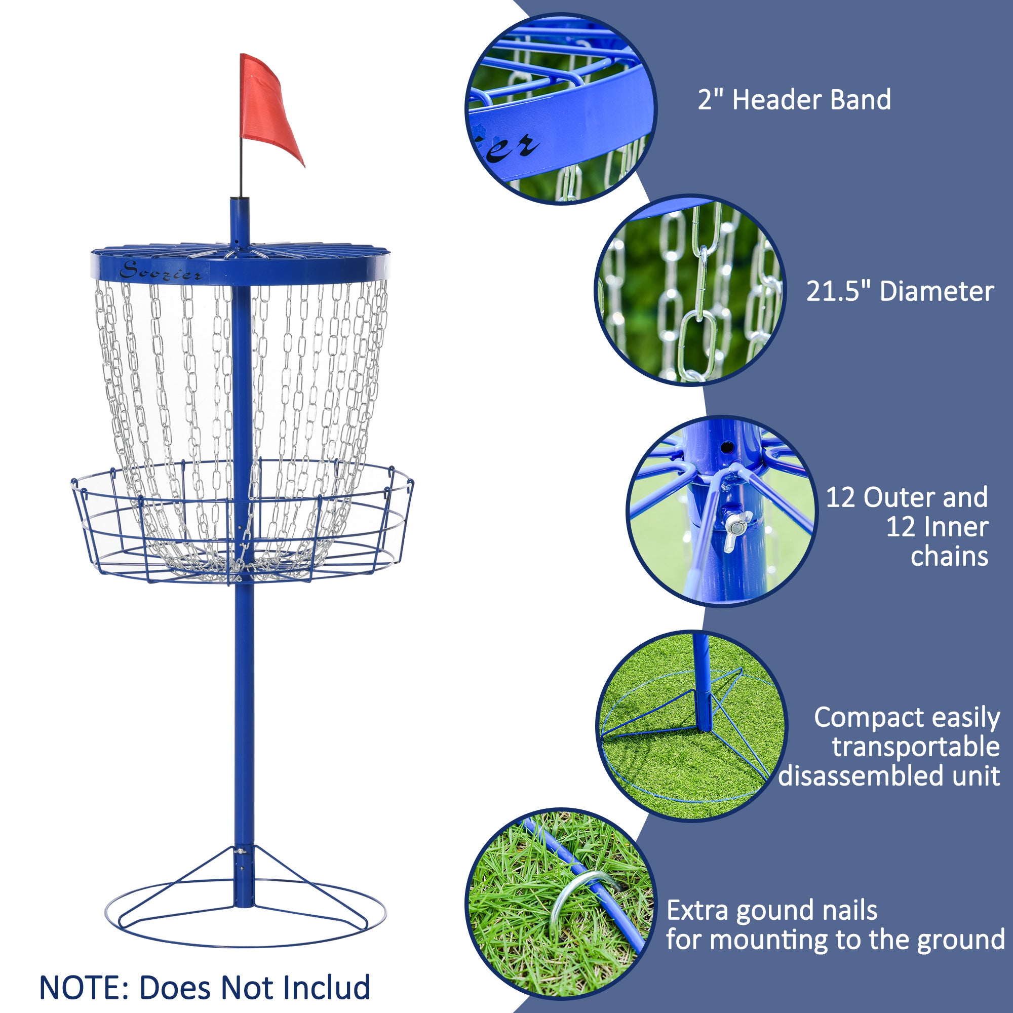 Portable Disc Golf Basket Target with 24-Chain, Travel Bag, Dark Blue