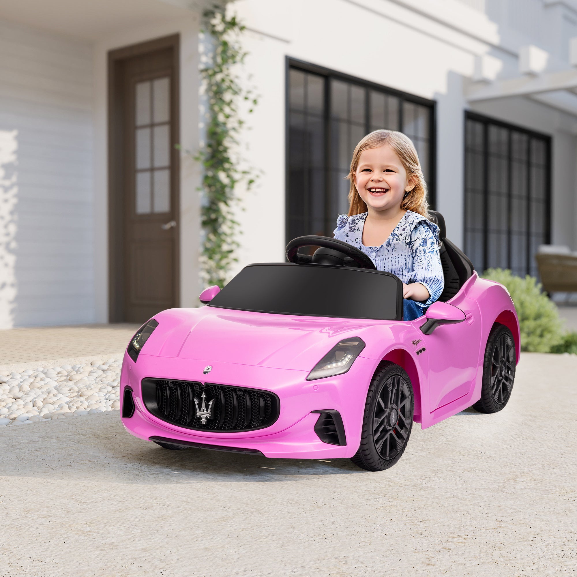 Gran Turismo Licensed 12V Kids Electric Car w/ Remote Control, Soft Start, LED Lights, Music, Horn, Pink