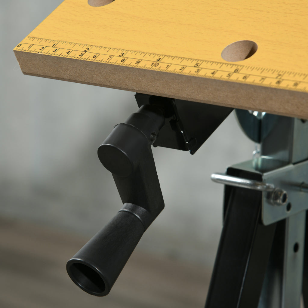 Work Bench Tool Stand with Adjustable Height and Angle, Carpenter Saw Table with 4 Clamps, Steel Frame, 220lbs Capacity