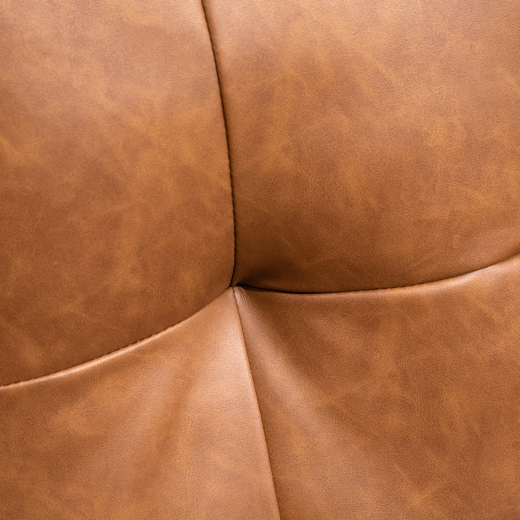 51" Wide Loveseat with Armrest, 2-Seater Tufted PU Leather Double Sofa, Brown