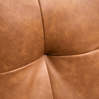 51" Wide Loveseat with Armrest, 2-Seater Tufted PU Leather Double Sofa, Brown