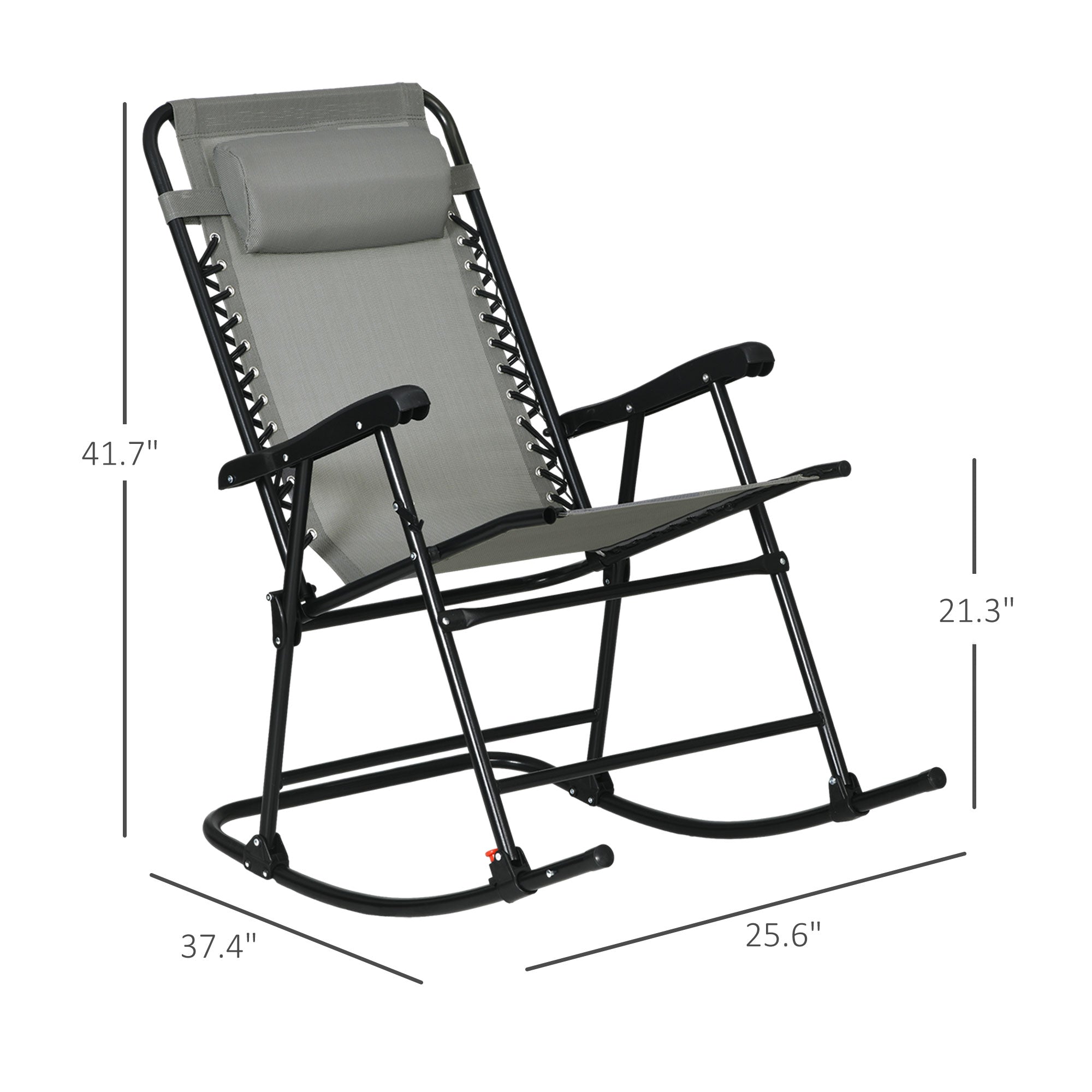 Outdoor Rocking Chair Set of 2, Patio Folding Lawn Rocker Set with Headrests for Yard, Patio, Deck, Backyard, Gray