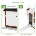 47" Chicken Coop, Wooden Chicken House Raised Rabbit Hutch with Waterproof Roof, Nesting Box and Handles for 3-5 Hens, Poultry Cage Portable Hen Pen for Backyard