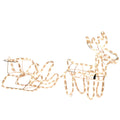 35" Christmas Reindeer and Sleigh with LED Motif Warm White Lighting, Indoor Outdoor Steel Frame Yard Decoration