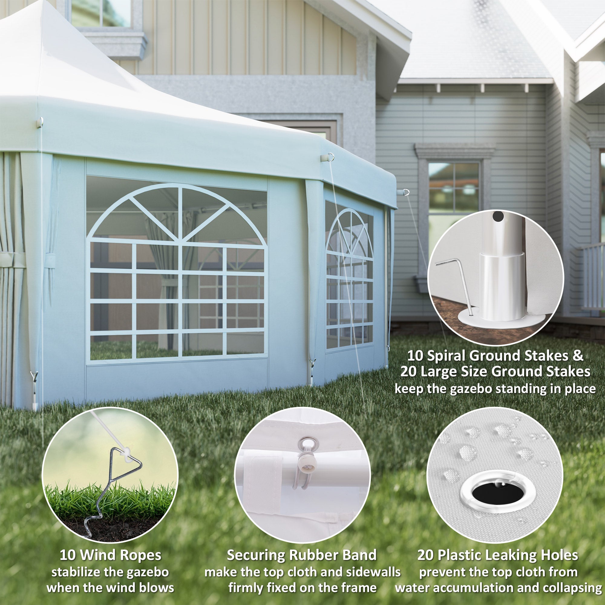 29' x 21' Canopy Party Event Tent with 2 Pull-Back Doors, White