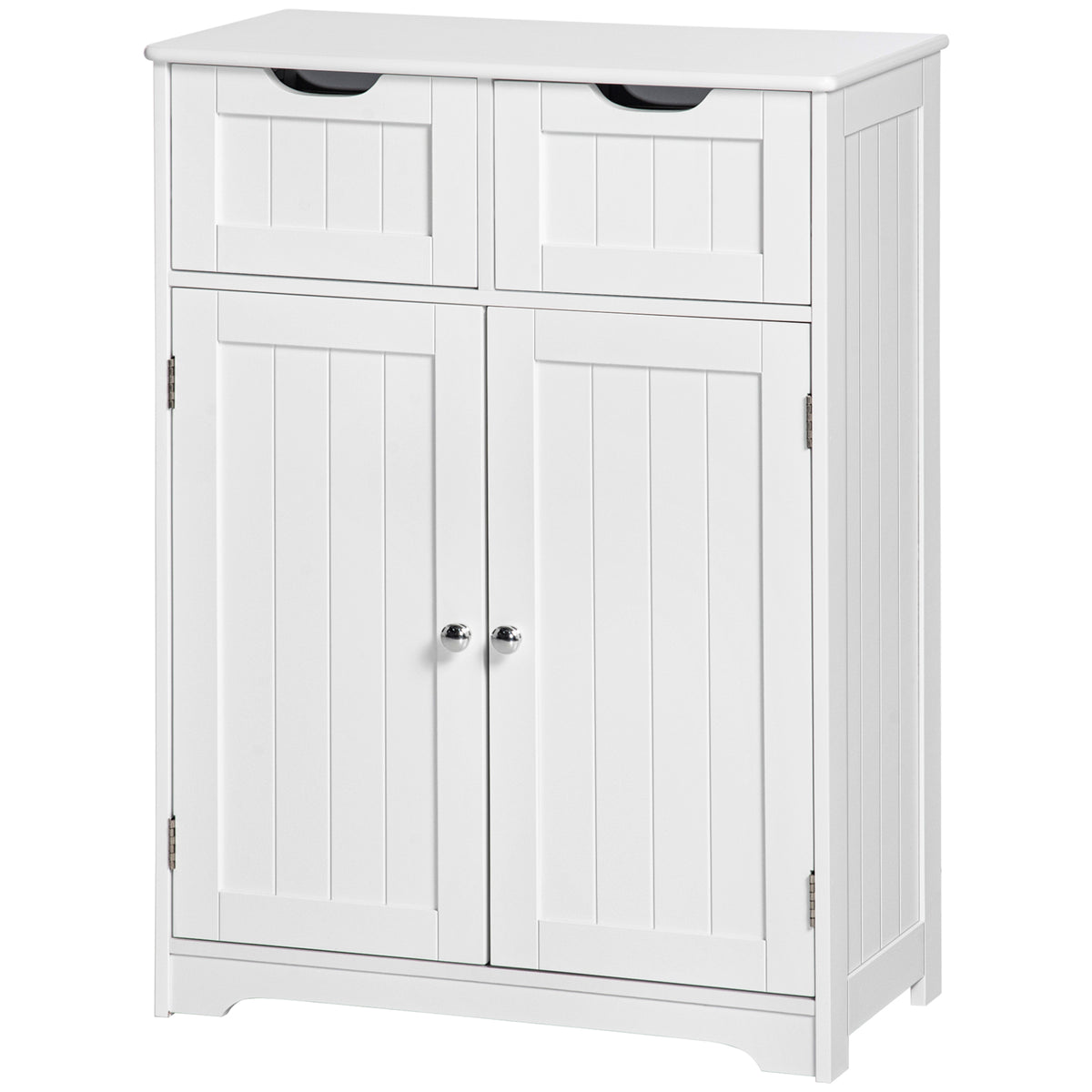 Freestanding Bathroom Storage Cabinet, Floor Cabinet with 2 Drawers, Adjustable Shelf, for Bathroom, Living Room or Entryway, White