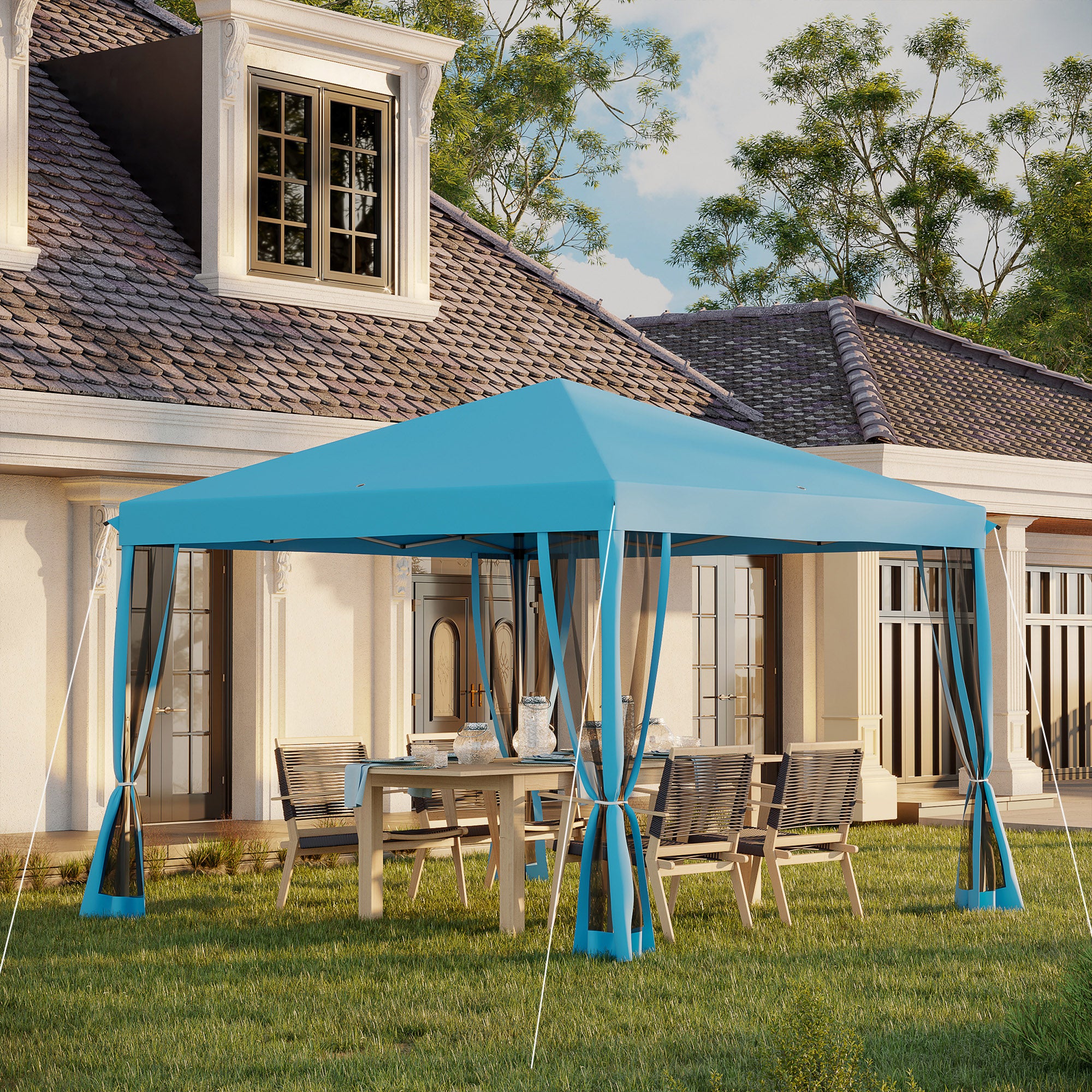 10 x 10 Pop Up Canopy Tent, Outdoor Patio Gazebo with Netting, Carry Bag Included