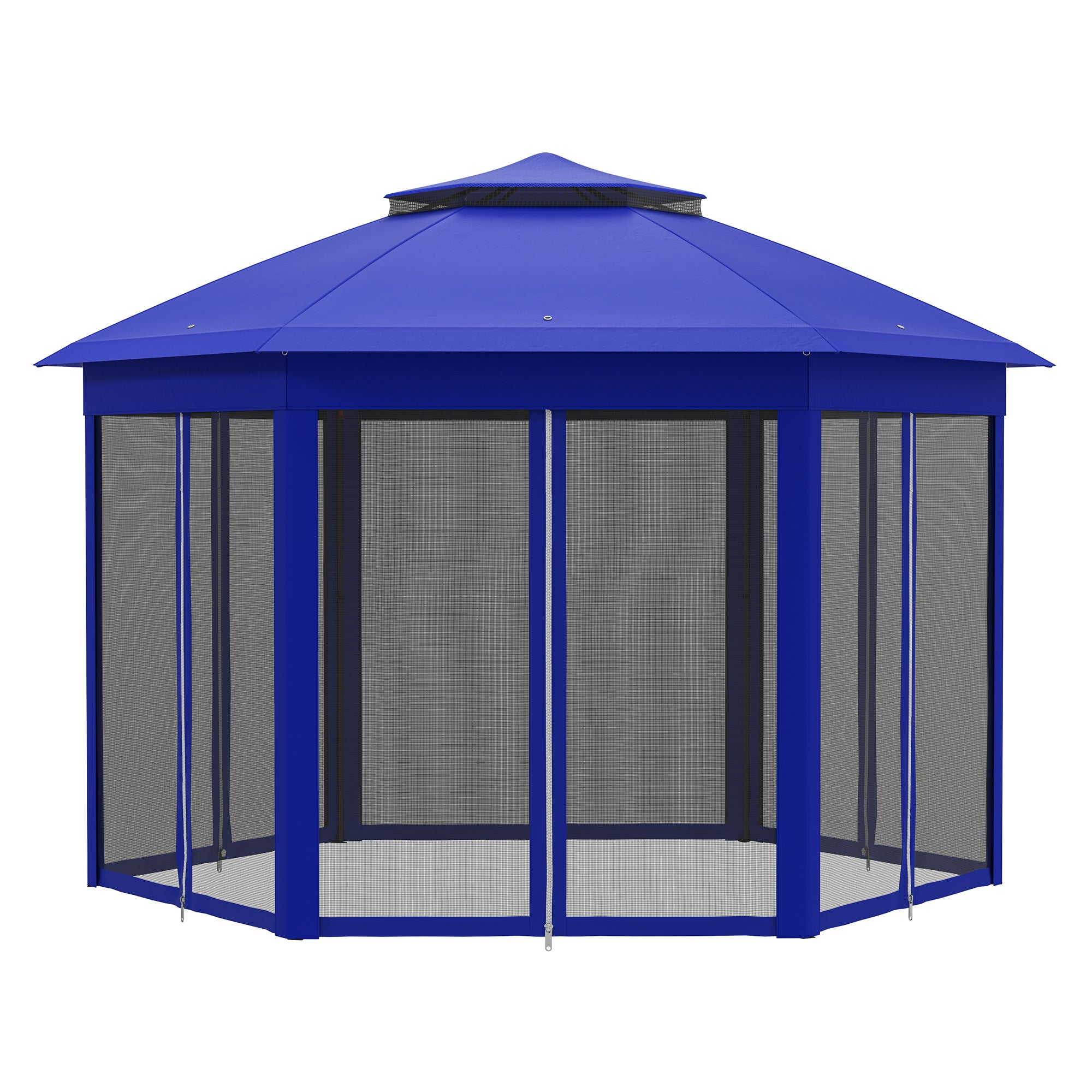 13' x 13' Pop Up Gazebo Hexagonal Canopy Shelter with 6 Zippered Mesh Netting for Patio Backyard Garden Wedding Party