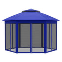 13' x 13' Pop Up Gazebo Hexagonal Canopy Shelter with 6 Zippered Mesh Netting for Patio Backyard Garden Wedding Party