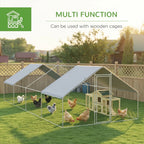 Large Chicken Coop Metal Chicken Run for Chickens with Waterproof and Anti-UV Cover, Spire Shaped Walk in Fence Cage Hen House for Outdoor and Yard Farm Use, 1.3" Dia, 9.8' x 26.2' x 6.4'