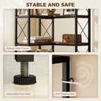 5-Tier L-Shaped Bookshelf, Freestanding Bookcase with Metal Frame, Rustic Brown