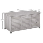 75 Gallon Wooden Deck Box, Outdoor Storage Container with Aerating Gap & Weather-Fighting Finish, Grey