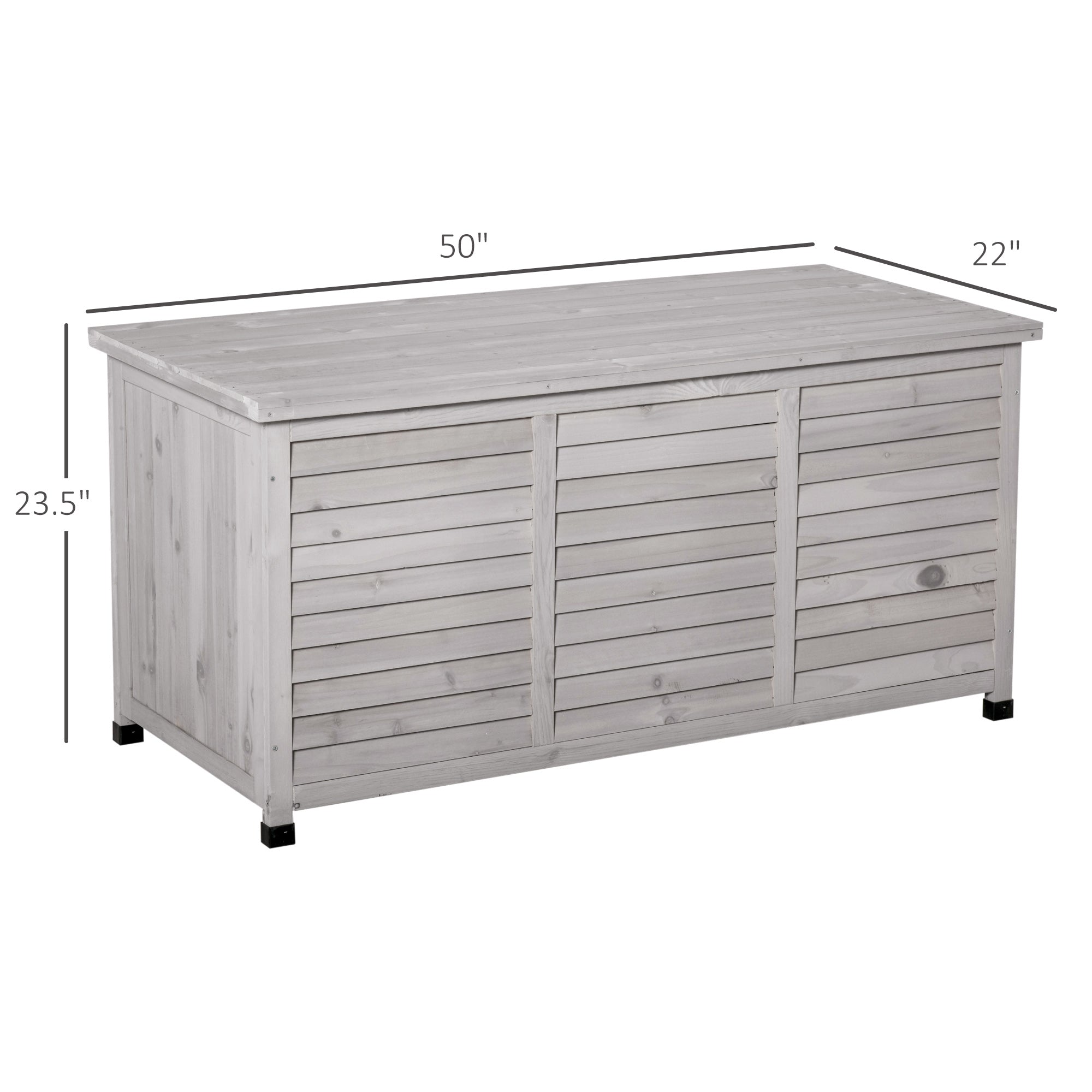 75 Gallon Wooden Deck Box, Outdoor Storage Container with Aerating Gap & Weather-Fighting Finish, Grey