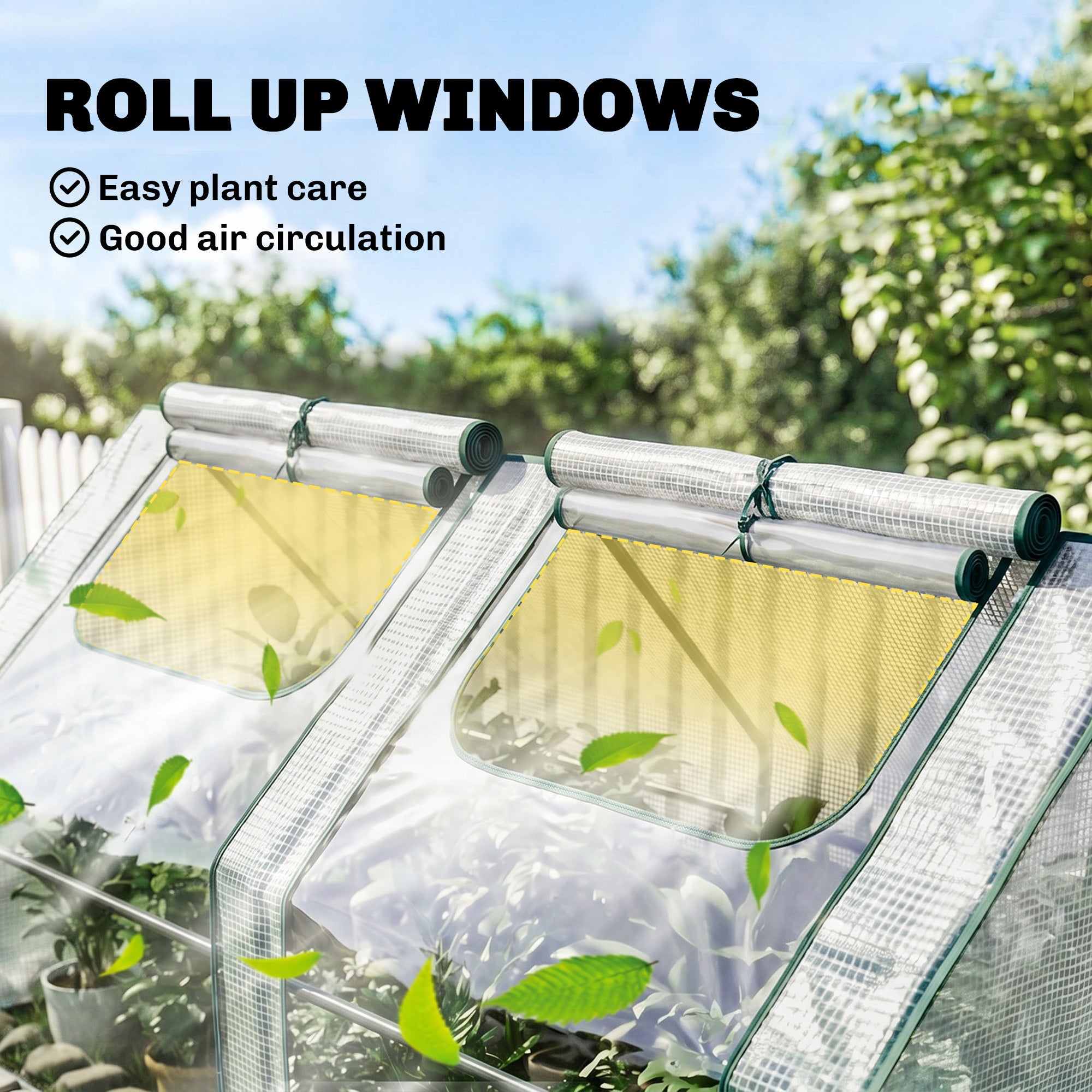 6' x 3' x 3' Portable Greenhouse, Garden Hot House with Two PE/PVC Covers and 2 Roll Up Windows, Clear