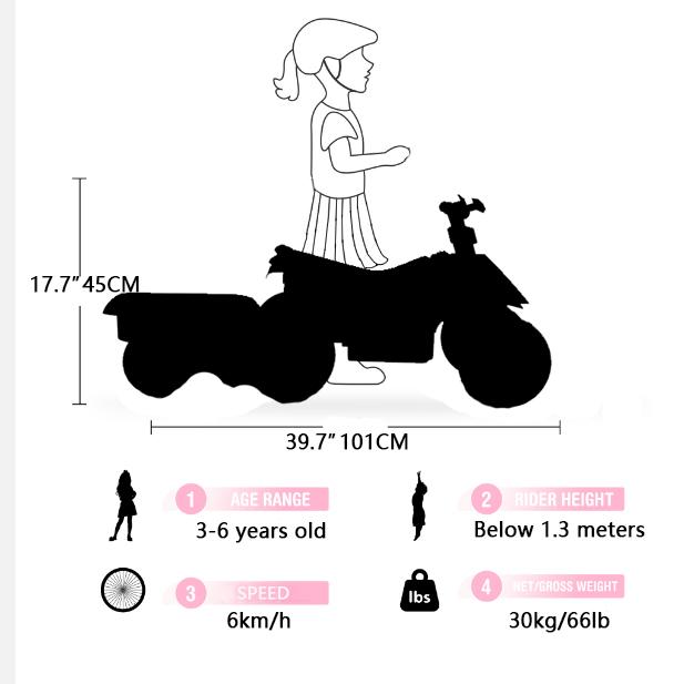 6V Battery-Powered Kids Electric ATV Ride-On with Headlights and MP3/USB, Electric Go-Kart with PP Tires, 40" L x 17.5" W x 17.5" H, Red