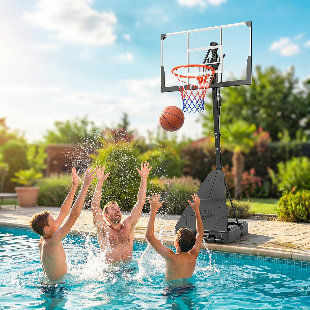 Portable Basketball Hoop Outdoor, 8-10ft Adjustable Basketball Goal, 47 Inch Shatterproof Backboard, Action Grip