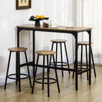 5-Piece Counter Height Bar Table and Chairs Set, Bar Table with Stools, Kitchen Table 4 Chairs, Rustic Brown