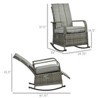 PE Rattan Rocking Recliner with Footrest, Gray
