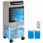 3-In-1 Ice Cooling Fan, Mobile Evaporative Air Cooler with Remote, Timer, Oscillating for Home Office, Bedroom, Gray