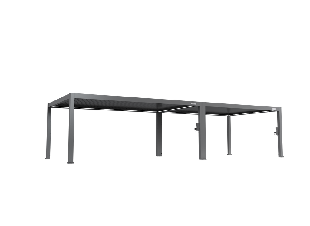 POWER+ PRO Gen 2 Motorized Pergola - 13' x 36' (8-Post) Outdoor Aluminum Louvered Pergola, Gray