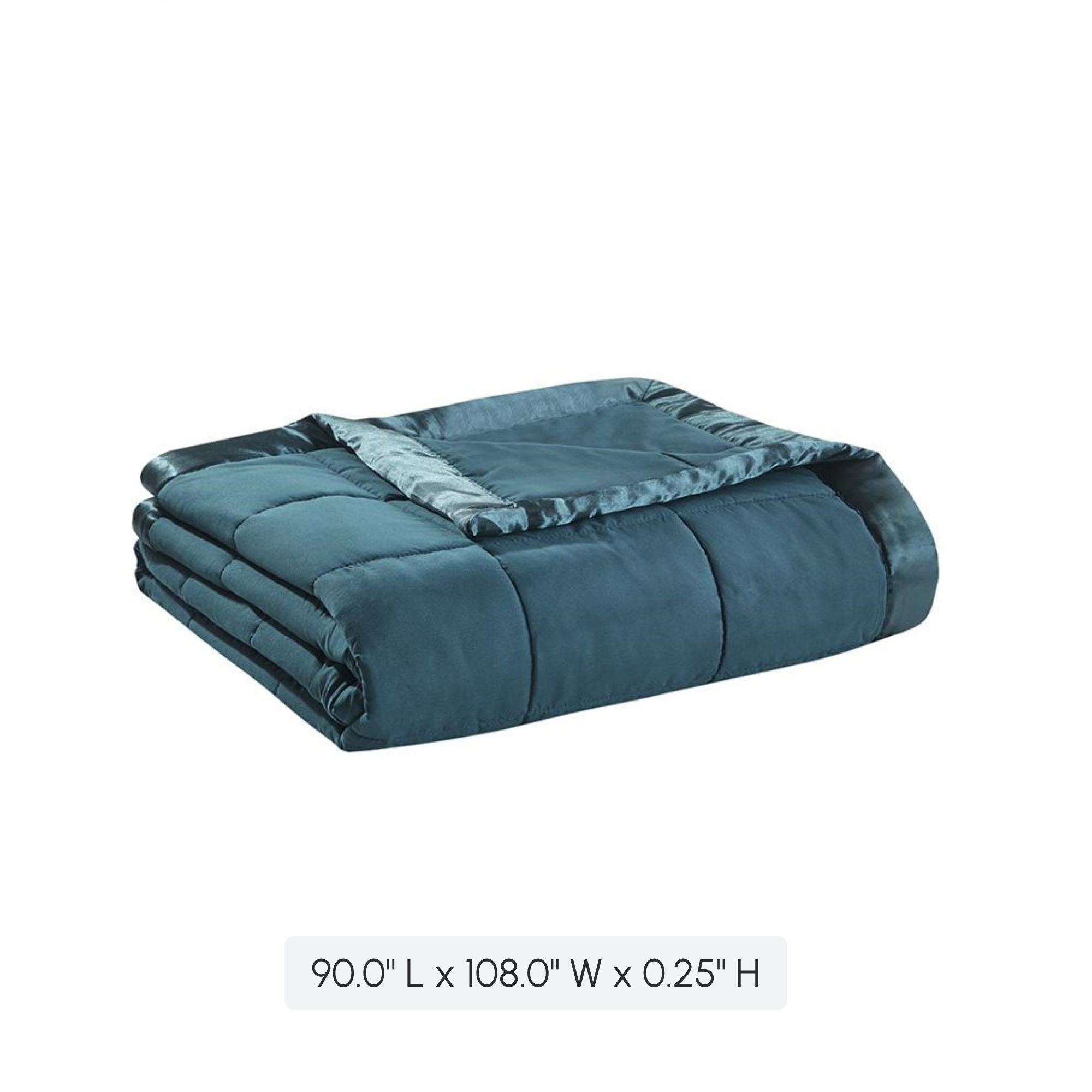 King Size Lightweight Down Alternative Blanket with Satin Trim, 3M Scotchgard Treatment, Machine Washable, 108" L x 90" W x 0.25" H, Teal