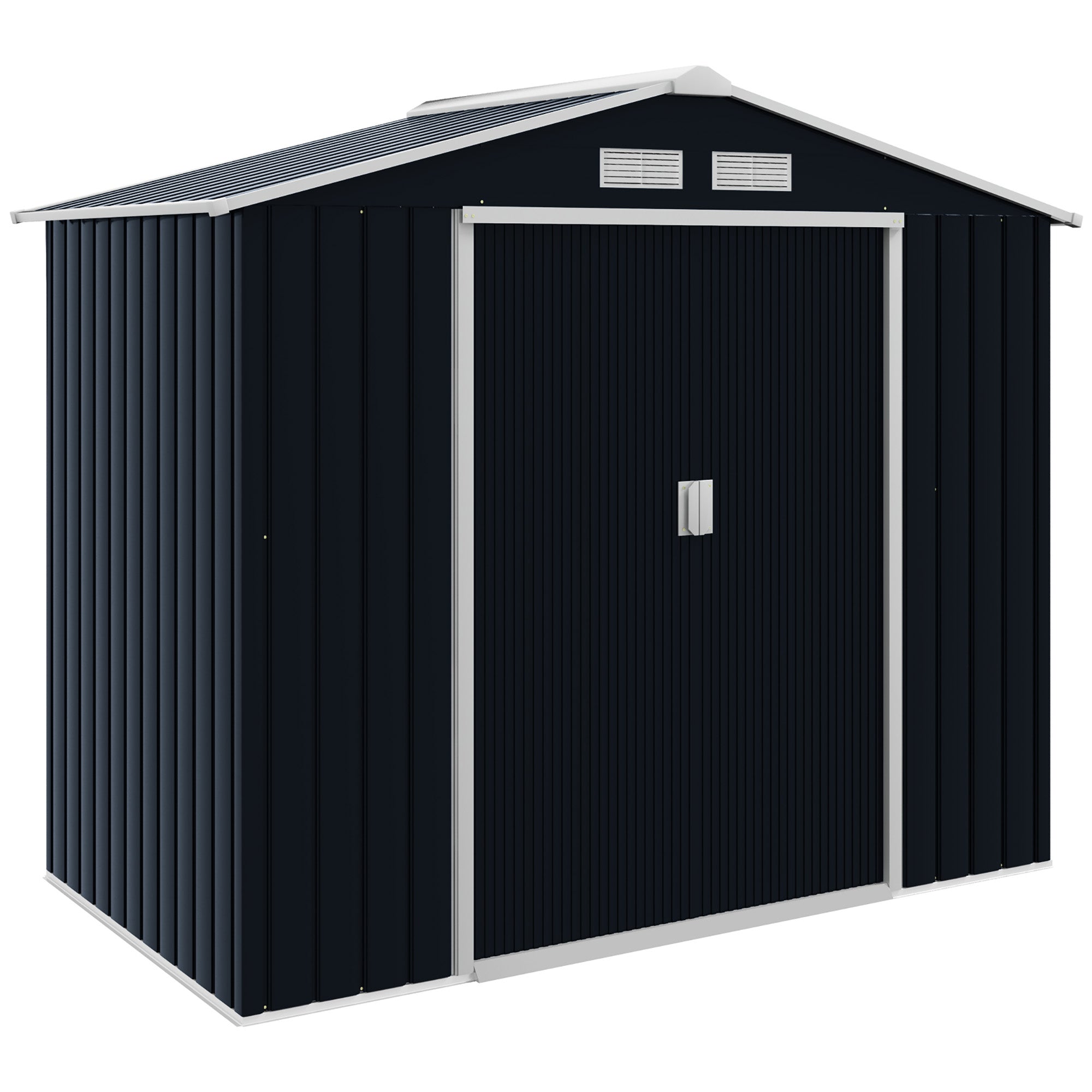 7'x4' Metal Outdoor Shed Organizer & Garden Storage with 4 Vents for Airflow & 2 Easy Sliding Doors - Dark Gray