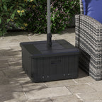 3-in-1 Outdoor Umbrella Base with Wheels and Handles, End Table, Flower Box Planter with Hole, 175 lbs. Capacity, Black