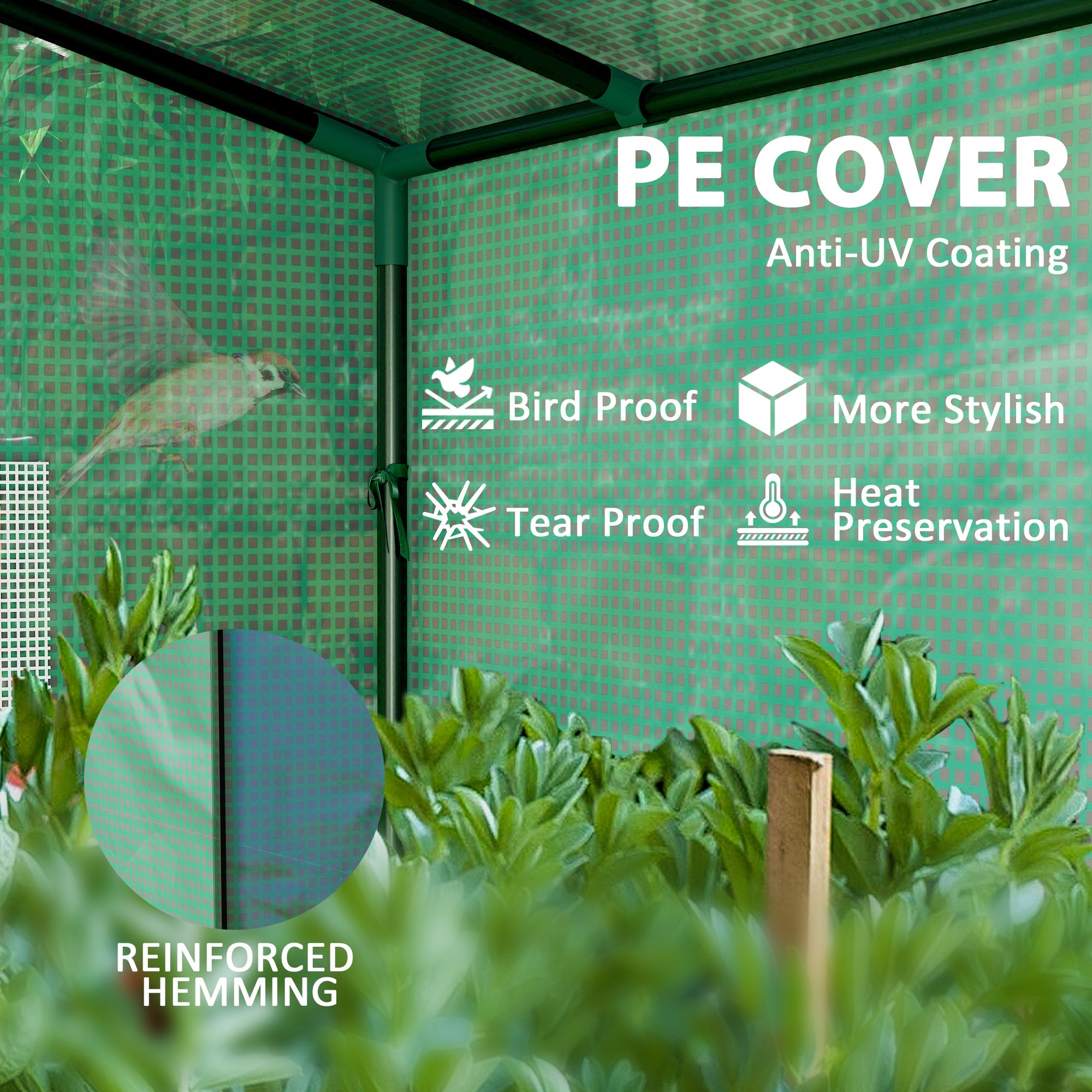 Walk-in Portable Greenhouse Small Greenhouse for Outdoors with UV-resistant PE Cover, 6.6' x 2.5' x 5.6' Green