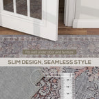 Machine Washable Area Rug 5x7, Non-Slip Traditional Flower Print Floor Carpet for Living Room, Bedroom, Grey and Brown