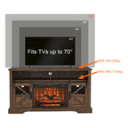 60" Electric Fireplace Entertainment Center with Door Sensor, Adjustable Flame Brightness, Remote Control, 60" L x 16" W x 32" H, Brown