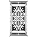 Reversible Outdoor Rug, Waterproof Plastic Straw with Carry Bag, 9' x 18', Black & White Square Patchwork