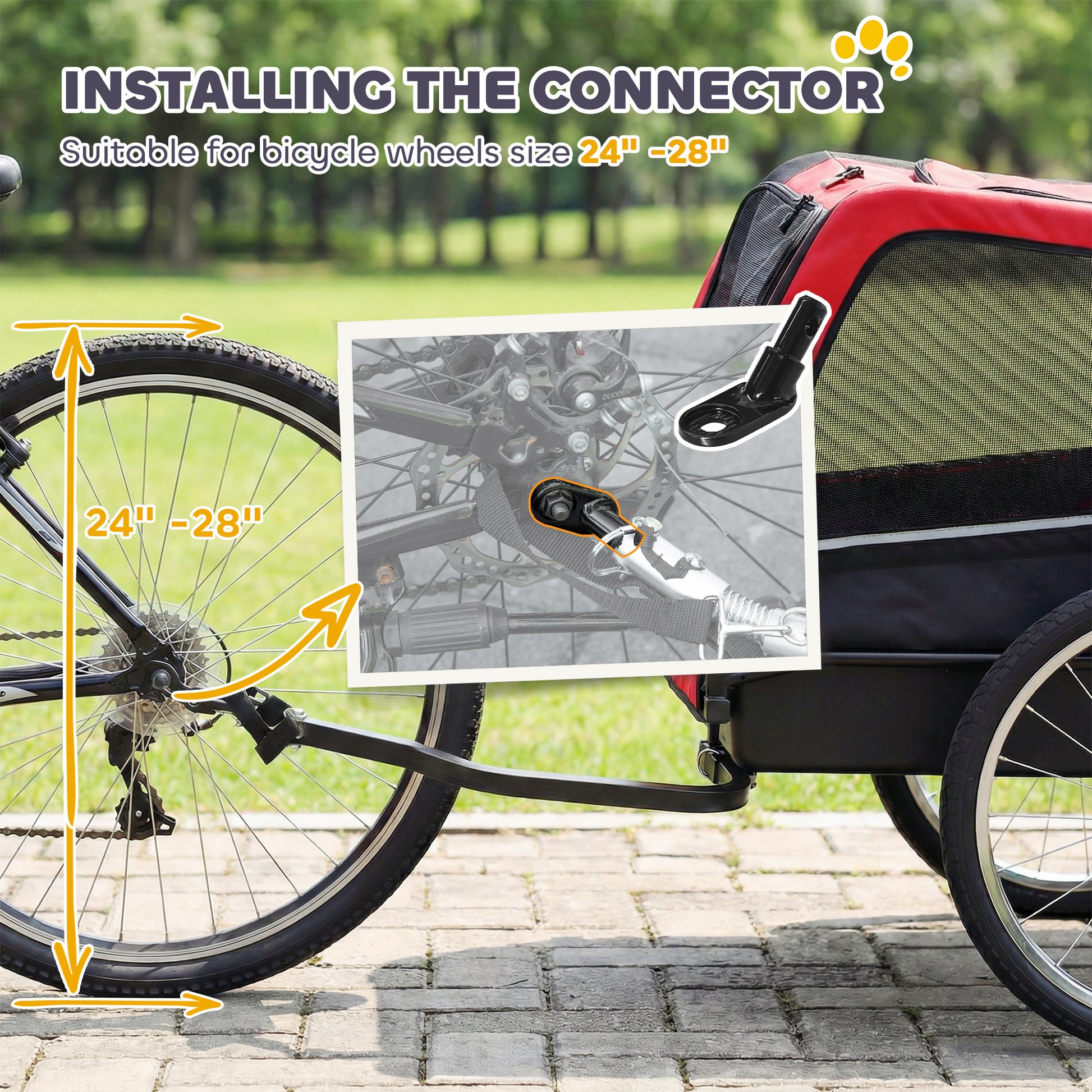 Dog Bike Trailer, Pet Cart Bicycle Carrier with 20" Air Tires, Quick-Release Wheels, Reflectors, Flag