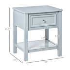 Sofa Side Table, Accent End Table with Storage Drawer and Bottom Shelf for Living Room,Gray