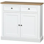 Sideboard Buffet Cabinet, Coffee Bar Cabinet with 2 Drawers and Double Door Cupboard for Kitchen, Living Room, Entryway, White